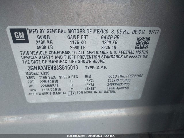 Chevrolet Equinox Premier 2018 3GNAXVEV8JS516013 Image 9