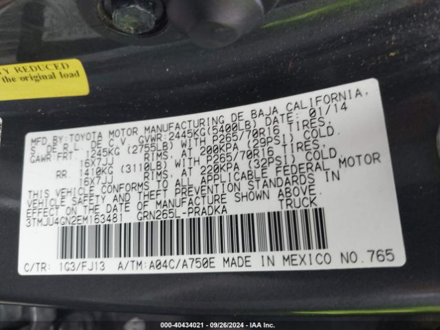 3TMJU4GN2EM163481 Toyota Tacoma Prerunner V6