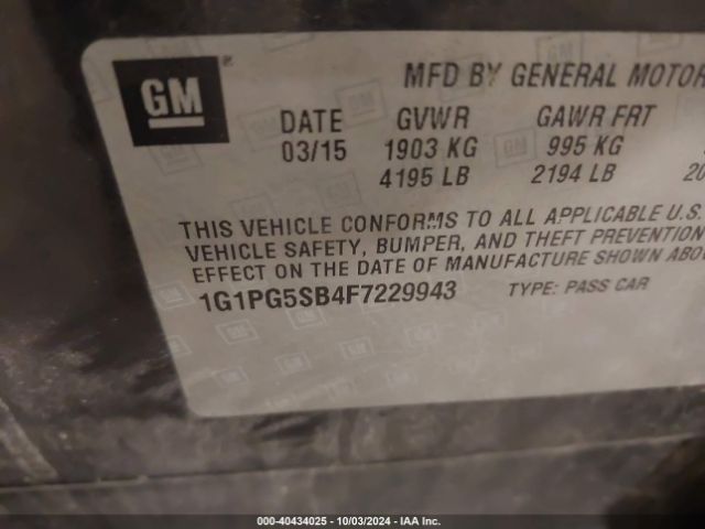 1G1PG5SB4F7229943 Chevrolet CRUZE LTZ