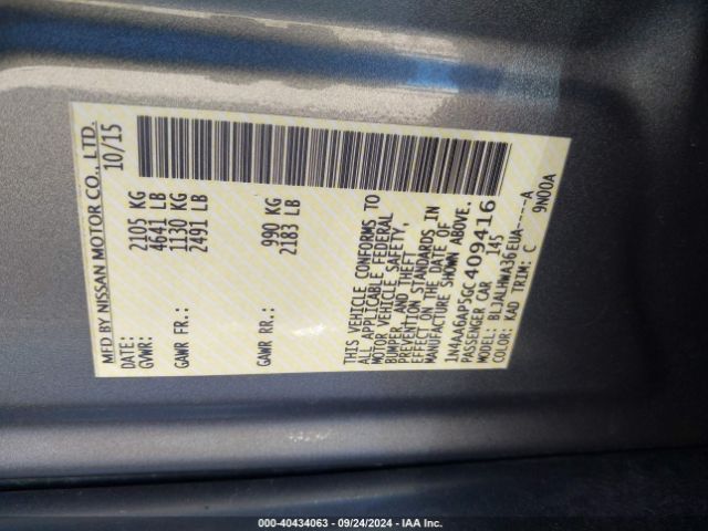 1N4AA6AP5GC409416 Nissan Maxima 3.5 Platinum