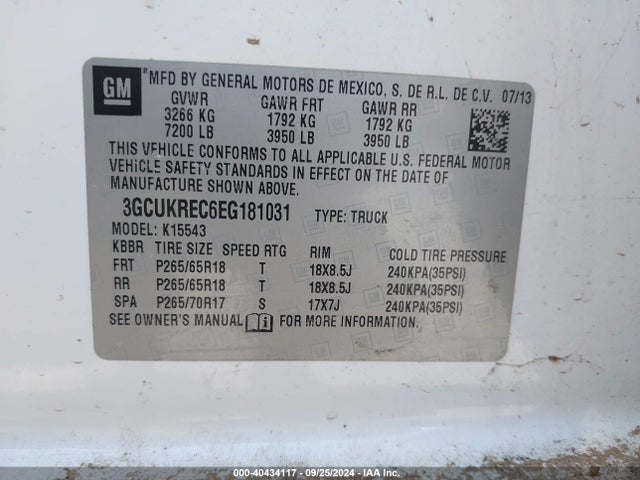 Chevrolet Silverado 1500 1lt 2014 3GCUKREC6EG181031 Image 9