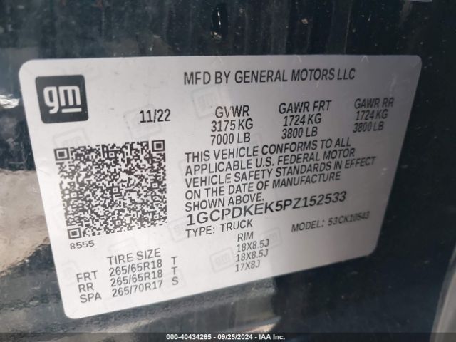 1GCPDKEK5PZ152533 Chevrolet Silverado 1500 4wd  Short Bed Lt With 2fl