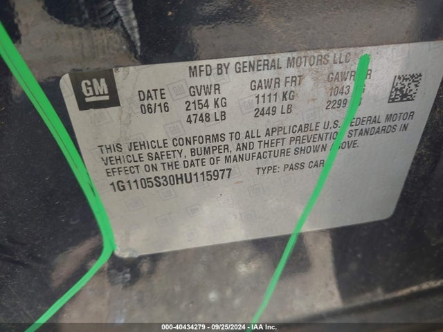 Chevrolet IMPALA 1LT 2017 1G1105S30HU115977 Image 9