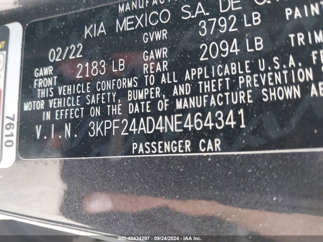 KIA Forte Lxs 2022 3KPF24AD4NE464341 Image 9