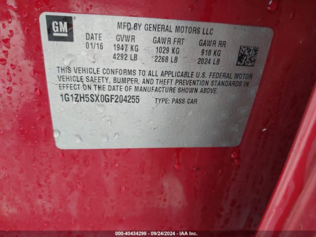 1G1ZH5SX0GF204255 Chevrolet Malibu Premier