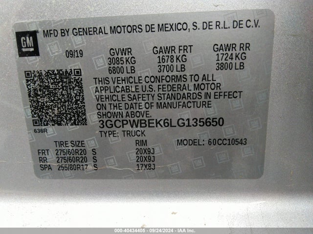 Chevrolet Silverado 1500 2wd  Short Bed Custom 2020 3GCPWBEK6LG135650 Image 9