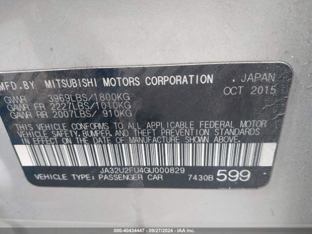 2016 MITSUBISHI LANCER JA32U2FU4GU000829 Photo 8
