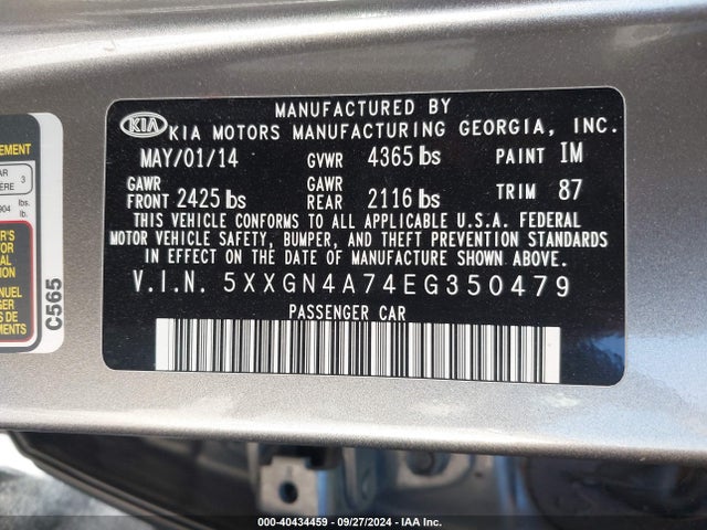 KIA OPTIMA EX 2014 5XXGN4A74EG350479 Image 9