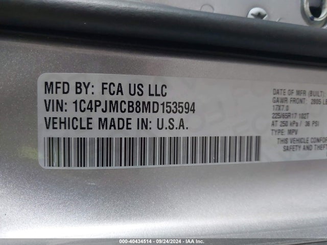 1C4PJMCB8MD153594 Jeep Cherokee Latitude 4x4