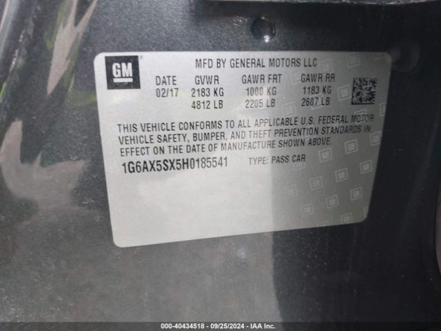 1G6AX5SX5H0185541 Cadillac CTS LUXURY