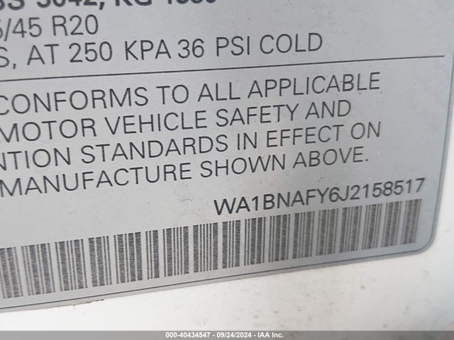 WA1BNAFY6J2158517 Audi Q5 2.0t Premium/2.0t Tech Premium