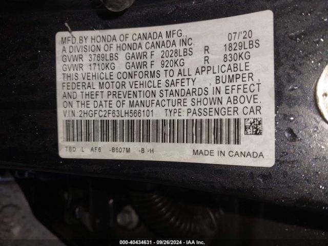 2HGFC2F63LH566101 Honda Civic Lx