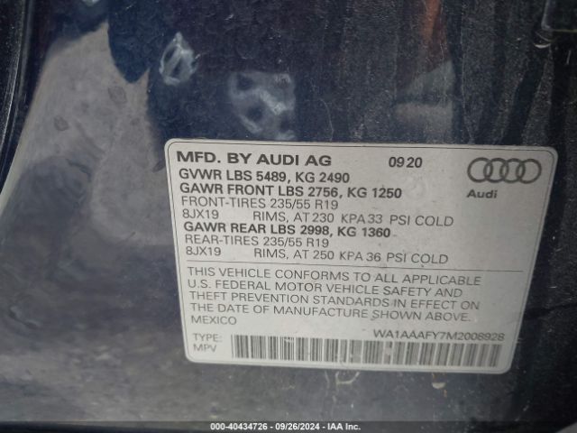 WA1AAAFY7M2008928 Audi Q5 Premium 45 Tfsi Quattro S Tronic