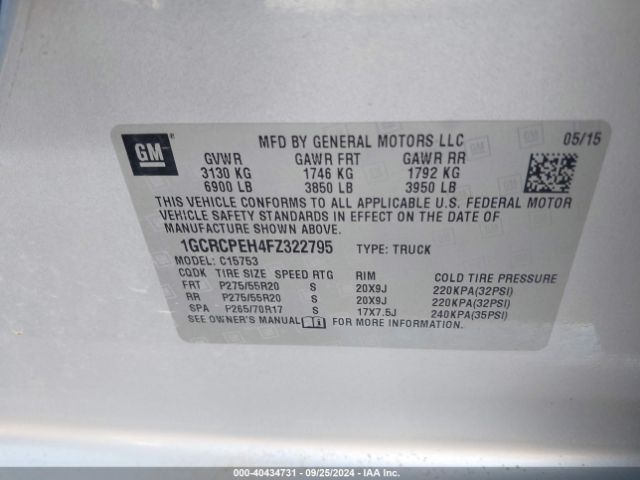 1GCRCPEH4FZ322795 Chevrolet Silverado 1500 Ls