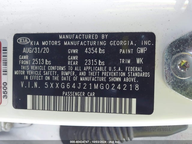 KIA K5 Gt-line 2021 5XXG64J21MG024218 Image 9