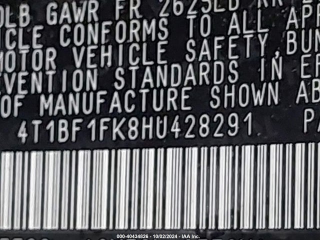 Toyota CAMRY SE 2017 4T1BF1FK8HU428291 Image 9