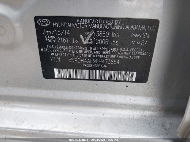 Hyundai ELANTRA SE 2014 5NPDH4AE9EH473854 Image 9