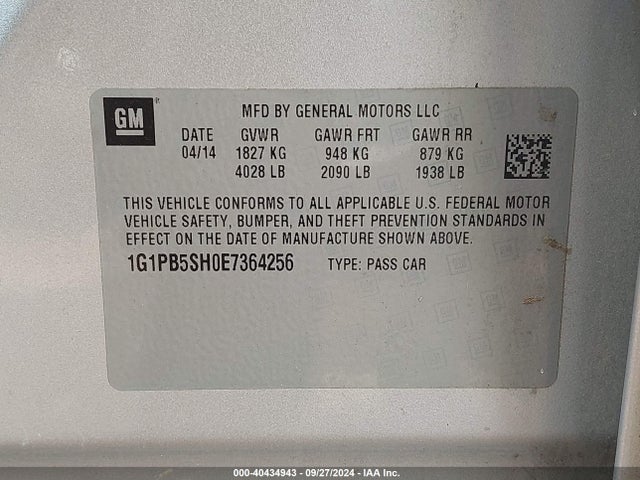 Chevrolet Cruze Ls Manual 2014 1G1PB5SH0E7364256 Image 9