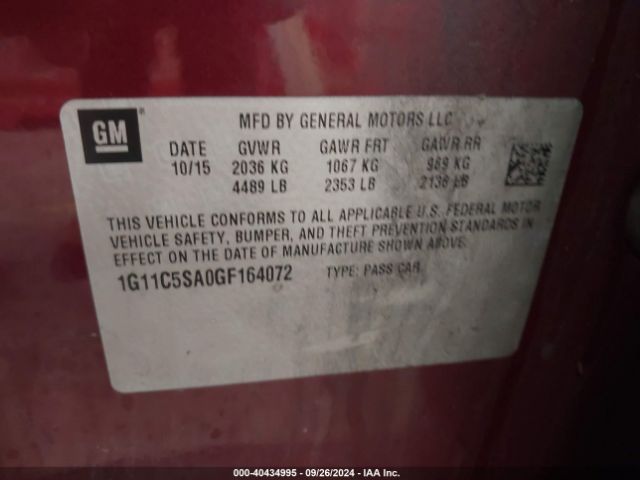 1G11C5SA0GF164072 Chevrolet Malibu Limited Lt