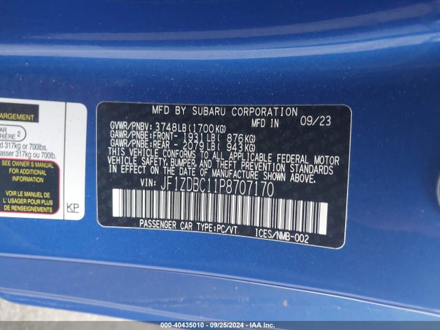 Subaru Brz Premium 2023 JF1ZDBC11P8707170 Image 9
