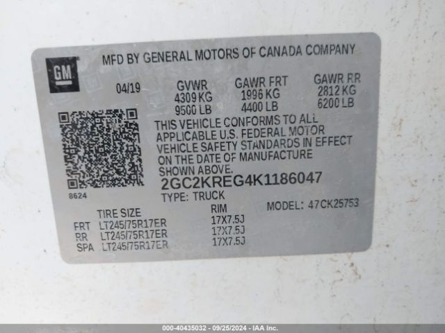 2GC2KREG4K1186047 Chevrolet Silverado 2500hd Wt
