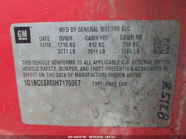 Chevrolet Cruze Ls Auto 2017 1G1BC5SM3H7179367 Image 9