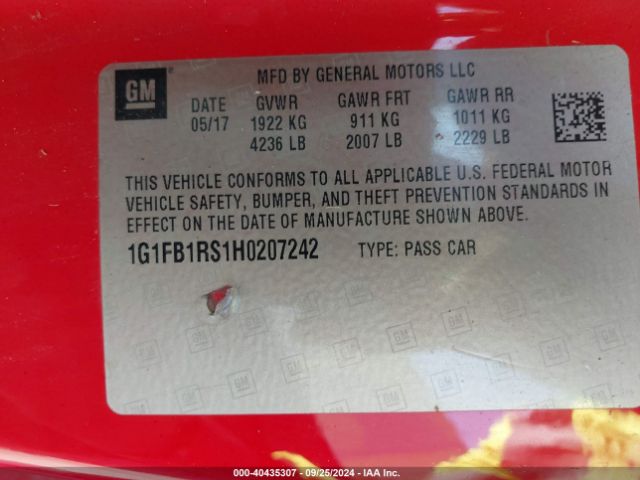 1G1FB1RS1H0207242 Chevrolet Camaro 1lt