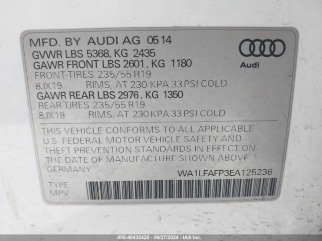2014 AUDI Q5 WA1LFAFP3EA125236 Photo 8