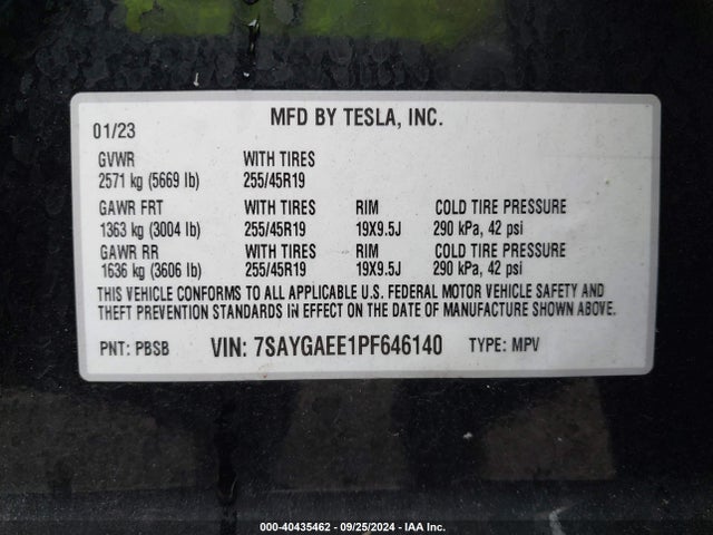 2023 TESLA MODEL Y 7SAYGAEE1PF646140 Photo 8