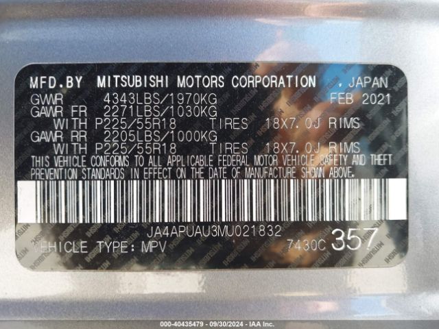 JA4APUAU3MU021832 Mitsubishi Outlander Sport 2.0 Es 2wd