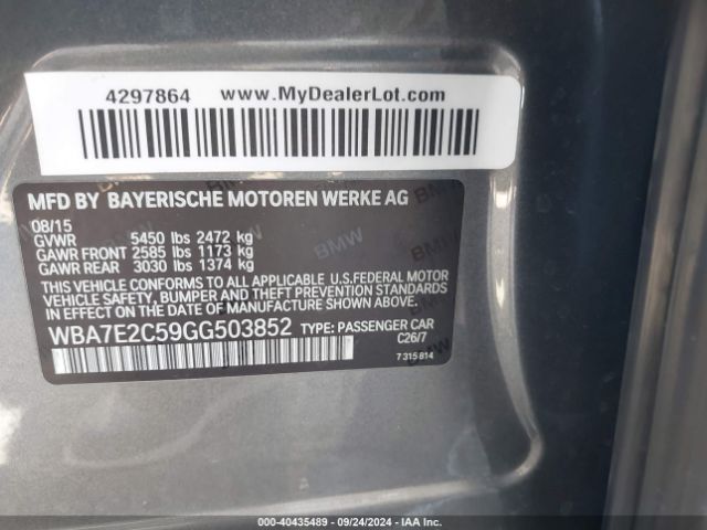 WBA7E2C59GG503852 BMW 740I