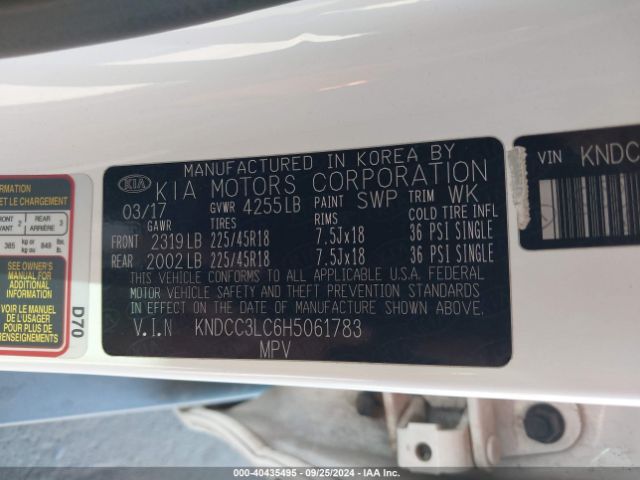 KNDCC3LC6H5061783 KIA NIRO EX