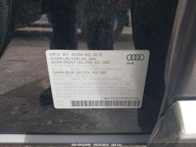 WA1CFAFP0FA099230 Audi Q5 2.0t Premium