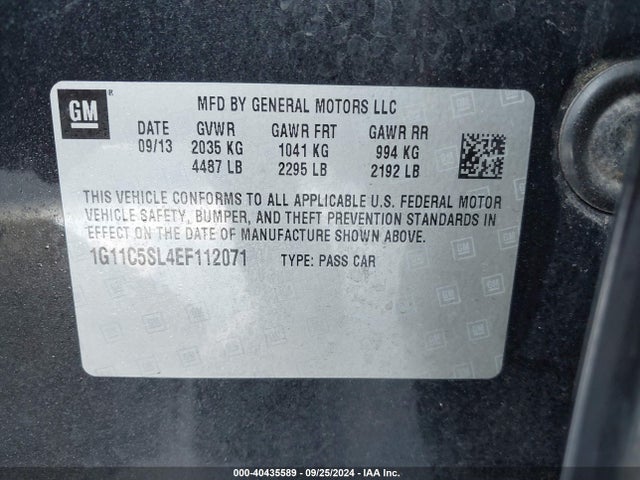 Chevrolet MALIBU 1LT 2014 1G11C5SL4EF112071 Image 9