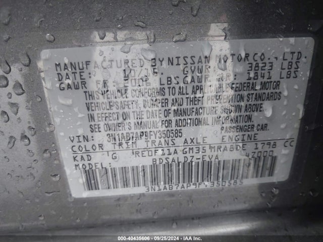 Nissan SENTRA SV 2015 3N1AB7AP9FY350585 Image 9