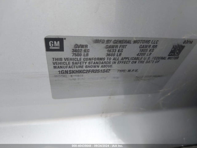 Chevrolet Suburban 1500 Ls 2015 1GNSKHKC2FR251042 Image 9