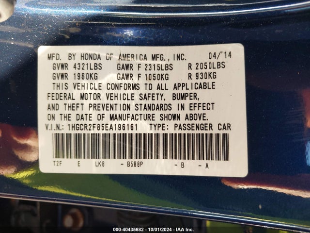 Honda Accord Ex-l 2014 1HGCR2F85EA196161 Image 9