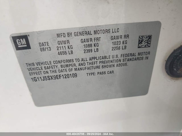 Chevrolet Malibu 2lz 2014 1G11J5SX9EF120109 Image 9