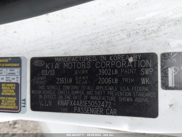 KIA FORTE EX 2014 KNAFX4A81E5052472 Image 9