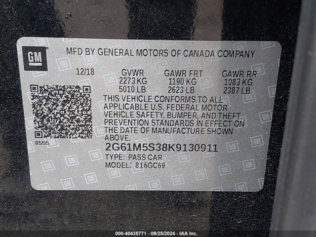 2G61M5S38K9130911 Cadillac XTS LUXURY