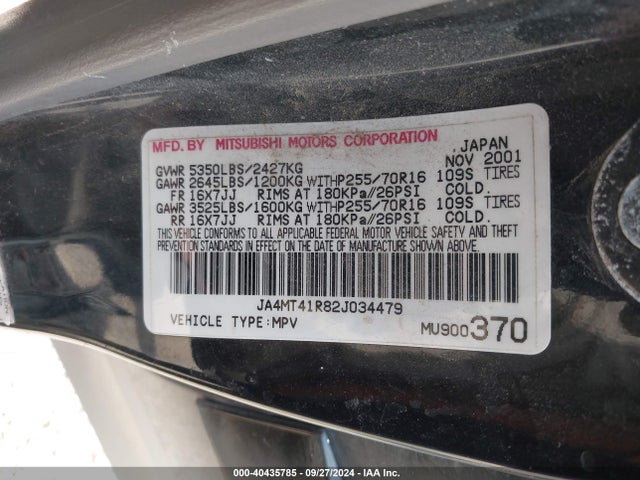 2002 MITSUBISHI MONTERO SPORT JA4MT41R82J034479 Photo 8