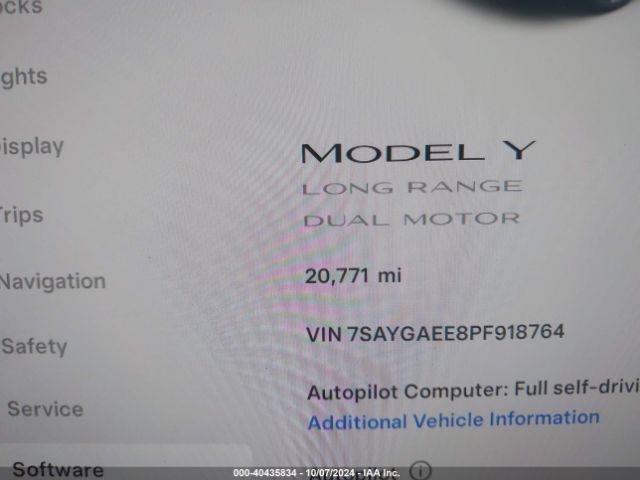 7SAYGAEE8PF918764 Tesla Model Y Awd/long Range Dual Motor All-wheel Drive