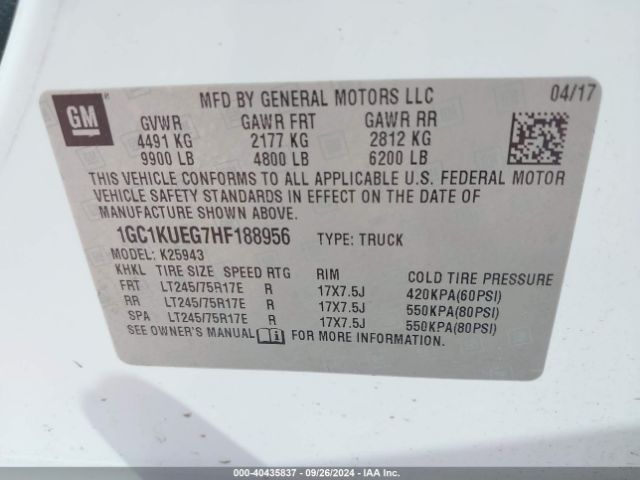 1GC1KUEG7HF188956 Chevrolet Silverado 2500hd Wt