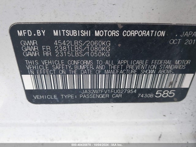 2015 MITSUBISHI LANCER EVOLUTION JA32W7FV1FU027954 Photo 8