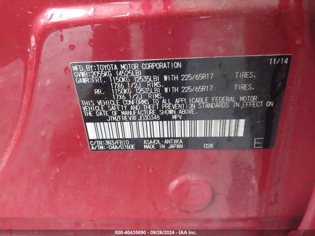 Toyota RAV4 LE 2015 JTMZFREVXFJ030348 Image 9