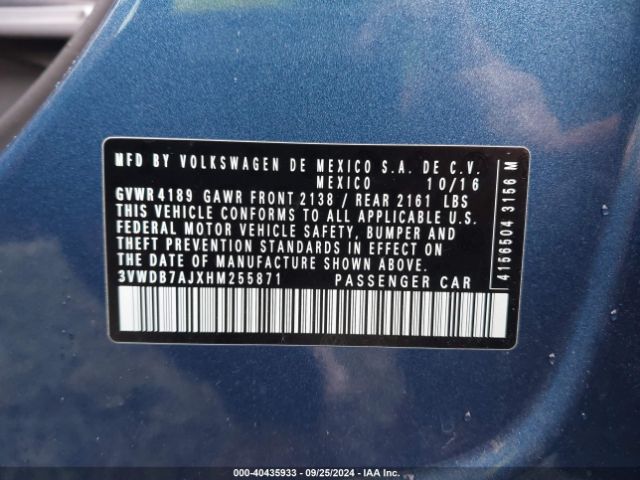 3VWDB7AJXHM255871 Volkswagen Jetta 1.4t Se