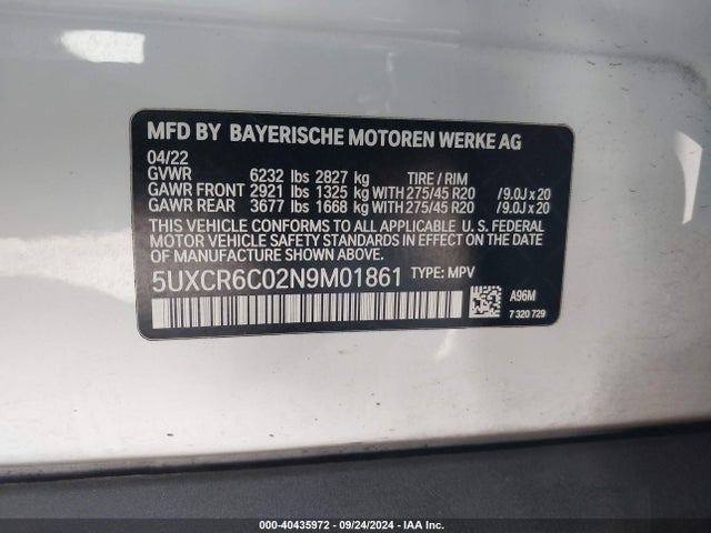5UXCR6C02N9M01861 BMW X5 Xdrive40i