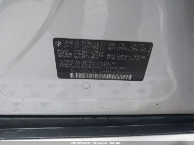 40435989 :رقم المزاد ، 5UXZV8C58BL419650 vin ، 2011 Bmw X5 Xdrive50i مزاد بيع