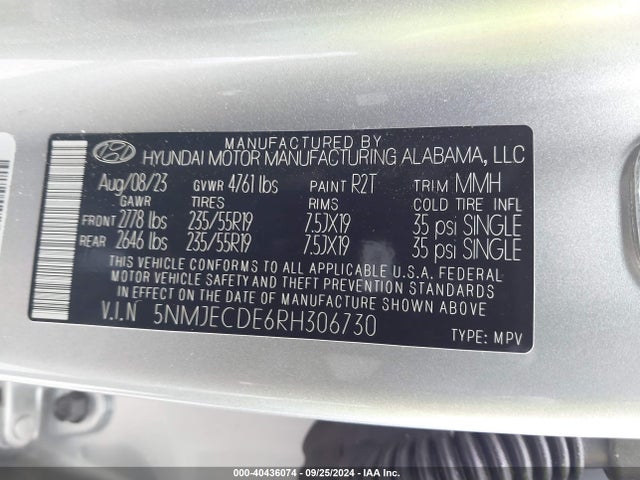 Hyundai Tucson Limited 2024 5NMJECDE6RH306730 Image 9