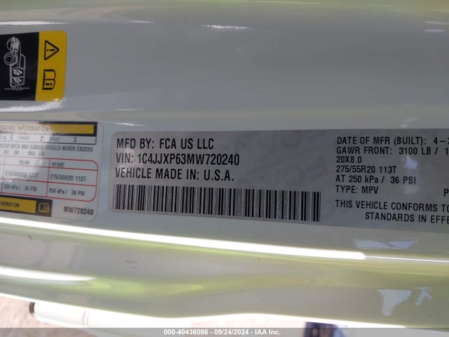 1C4JJXP63MW720240 Jeep Wrangler 4xe Unlimited Sahara 4x4